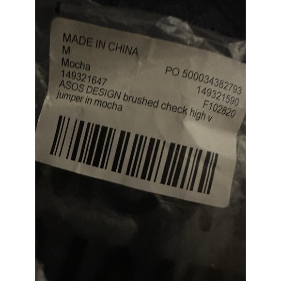 NEW ASOS Womens Size Medium Brushed Mocha Plaid High V-Neck Wool Blend Sweater - Picture 8 of 8